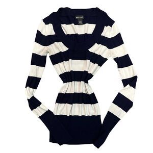 Y2K Wet Seal Navy & White Striped Sweater Tumblr Girl Prep Balletcore Indie fall
